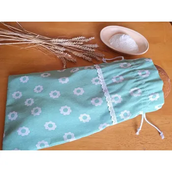 Pytlík na chleba, zelený s květy