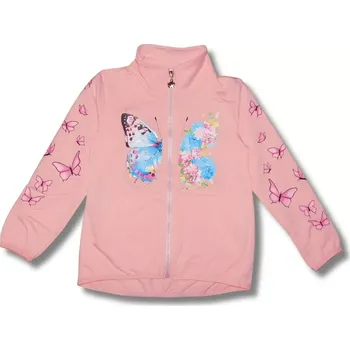 Dívčí mikina Dívčí mikina na zip s motýlem Kugo SM3595 meruňková