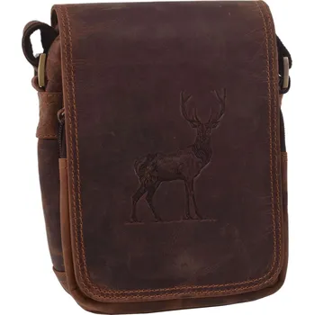 Mercucio Pánské kožené crossbody tmavěhnědý hunter embos jelen celý 250591