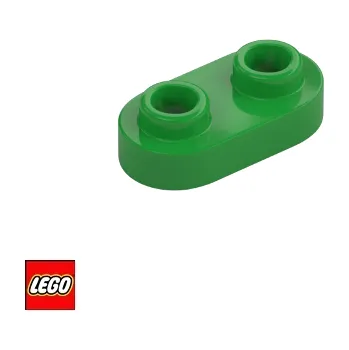 Stavebnice LEGO LEGO® Dílky LEGO Podložka 1x2 upravená, zaoblené rohy, 2x díra / 35480 Barva: Zelená 35480