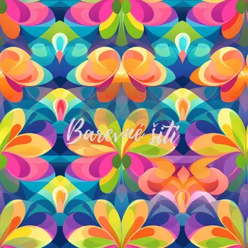 Galanterie Viskozový úplet, Retro barevné květy (E) (Kvalitní viskózový úplet)