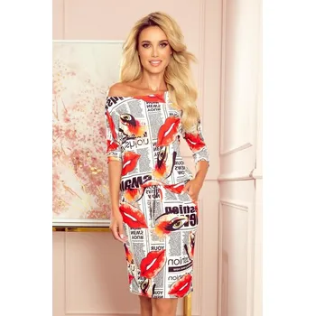 Dámské šaty NUMOCO šaty dámské 13-122 potisk noviny XXL