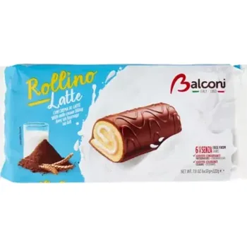 6x piškotová roláda BALCONI ROLLINO 222 g ALL LATTE - s kakaovou polevou a mléčnou náplní (6-pack) (piškotová roláda s kakaovou polevou a mléčnou náplní / 6x 37 g)