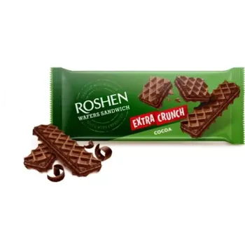 Oplatky ROSHEN 142 g WAFERS SANDWICH CRUNCH - kakaové (ROSHEN kakaové oplatky s kakaovou náplní)