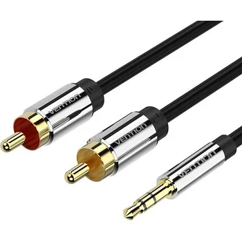 Audio kabel Vention 3.5mm Jack Male to 2x RCA Male Audio Cable 1m Black Metal Type