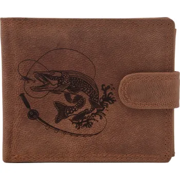Peněženka Pánská peněženka MERCUCIO světlehnědá vzor 7 štika s udicí 2911906