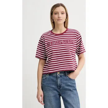 Pánské tričko Bavlněné tričko MICHAEL Michael Kors MT551R9HM7 burgundské 83X, vel. M