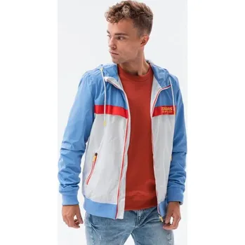 Pánská bunda Ombre Clothing Sportovní bunda v bílo-modré barvě C438