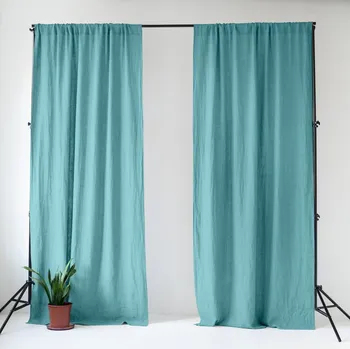 Povlečení Tyrkysový lněný závěs 140x200 cm Coastal Blue – Linen Tales ID_1795686