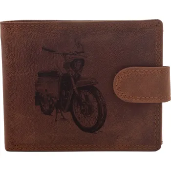 Peněženka Pánská peněženka MERCUCIO světlehnědá vzor 64 motorka retro 2911906