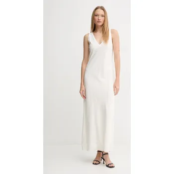 Dámské šaty Šaty Calvin Klein béžová barva, maxi, K20K208355 01X, vel. 36