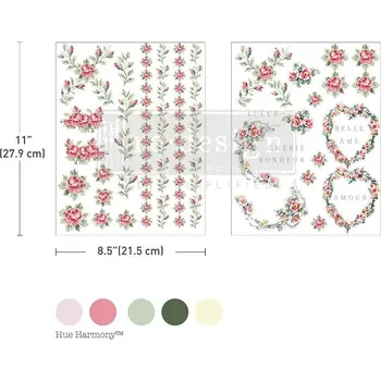 Transfer na nábytek ReDesign with Prima - H2O Transfer A4 - 2 listy Nostalgic Blooms