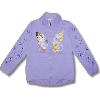 Dívčí mikina Dívčí mikina na zip s motýlem Kugo SM3595 fialová