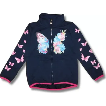 Dívčí mikina Dívčí mikina na zip s motýlem Kugo SM3595 tmavě modrá