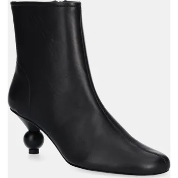 Dámské kozačky Kožené kotníkové boty Weekend Max Mara Acro dámské, černá barva, na podpatku, 2525796014600 2525796014600.BLACK 99X, EUR 36