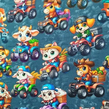 Teplákovina bez počesu s dětským motivem š.150cm EU