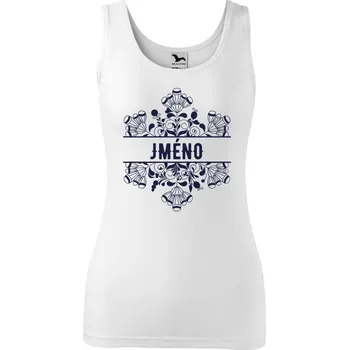 DOBRÝ TRIKO Dámské tílko s potiskem Květina jméno Velikost: XL, Barva: Bílá