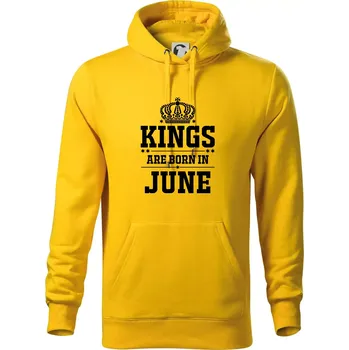 Pánská mikina Kings are born in June - Mikina pánská Cape s kapucí - XL ( Žlutá )