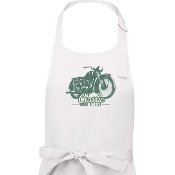 Kuchyňská zástěra Born to live classic - Dámská zástěra na vaření - Univerzální velikost ( Bílá )