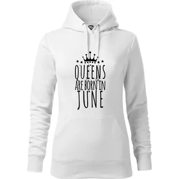 Dámská mikina Queens are born in June - Mikina dámská Cape s kapucí - XS ( Bílá )