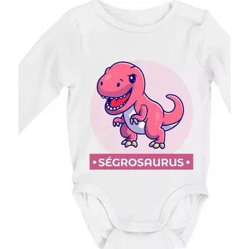 Kojenecký body Dinosauří rodina - ségra - Body kojenecké s dlouhým rukávem - Dlouhý r. do 3 měs ( Bílá )