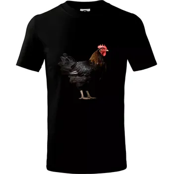 Chlapecké tričko Slepice z boku černá fotka - Tričko dětské bavlněné - 134 cm/8 let ( Černá )