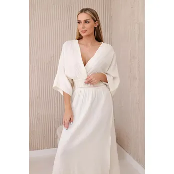 Dámské šaty Mušelínové šaty s výšivkou v pase světle béžová UNI