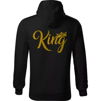 Pánská mikina King Queen Rodinná zlatá - Mikina pánská Cape s kapucí - 5XL ( Černá )