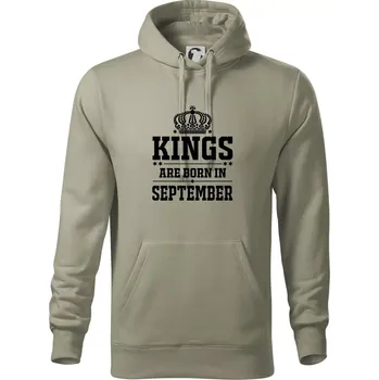Pánská mikina Kings are born in September - Mikina pánská Cape s kapucí - 4XL ( Light khaki )