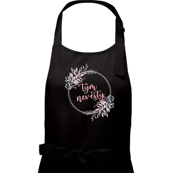 Kuchyňská zástěra Tým nevěsty květinový kruh růžový - Dámská zástěra na vaření - Univerzální velikost ( Černá )