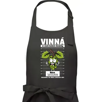Kuchyňská zástěra Vinná réva odsouzena Sauvignon - Dámská zástěra na vaření - Univerzální velikost ( Tmavá břidlice (šedá se zeleným nádechem) )