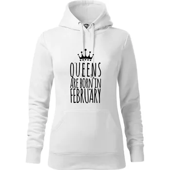 Dámská mikina Queens are born in February - Mikina dámská Cape s kapucí - 2XL ( Bílá )