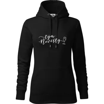 Dámská mikina Tým nevěsty bílé víno - Mikina dámská Cape s kapucí - S ( Černá )
