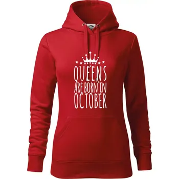 Dámská mikina Queens are born in October - Mikina dámská Cape s kapucí - XS ( Červená )
