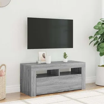 Televizní stolek vidaXL TV skříňka s LED osvětlením 90 x 35 x 40 cm [804320] Barva: šedá sonoma