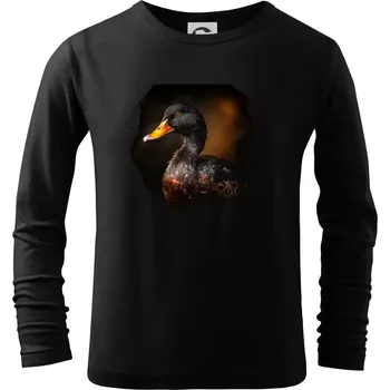 Chlapecké tričko Kachna z boku černá fotka - Triko dětské Long Sleeve - 146 cm/10 let ( Černá )