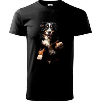 Pánské tričko Bernský salašnický pes skakájící černá fotka - Triko extra velké (5-8XL) - 7XL ( Černá )