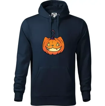Pánská mikina Kočičí dýně - Mikina pánská Cape s kapucí - 5XL ( Námořní modrá (velmi tmavá - téměř černá) )
