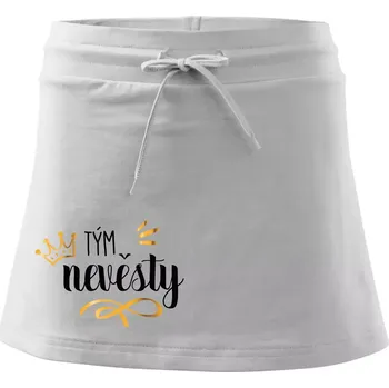 Dámská sukně Tým nevěsty princezna - zlatý potisk - Sportovní sukně - two in one - XS ( Bílá )