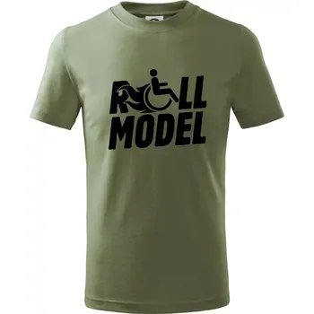 Roll model - Tričko dětské bavlněné - 146 cm/10 let ( Khaki )