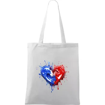 Nákupní taška Srdce rozprsknuté - Francouzské barvy - Taška bavlněná - 42 x 38 cm ( Bílá )