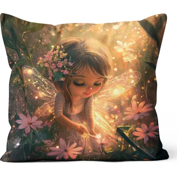 Bavlněný povlak na polštář 45x45 premium satén lesní víla Pink Livana