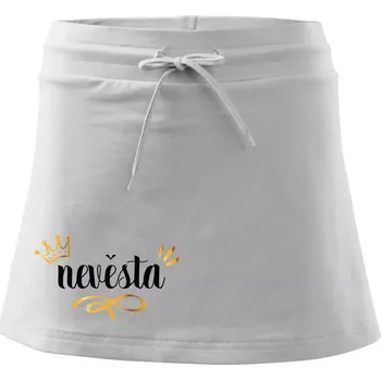 Dámské oblečení Nevěsta princezna - zlatý potisk - Sportovní sukně - two in one - M ( Bílá )