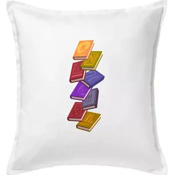 Polštář Knihomol letící knihy - Polštář 50x50 - 50x50 - Pouze potah ( Bílá )