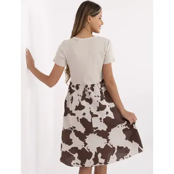 Dámské šaty Šaty DHJ SK 253701.80 béžové jedna velikost