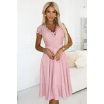 381-6 Lehké šifonové šaty LINDA s krajkovým výstřihem - BRUCE PINK S