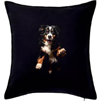Polštář Bernský salašnický pes skakájící černá fotka - Polštář 50x50 - 50x50 - Pouze potah ( Černá )