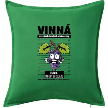 Polštář Vinná réva odsouzena Modrý portugal - Polštář 50x50 - 50x50 - Včetně výplně ( Středně zelená )