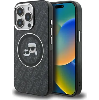 Náhradní kryt pro mobilní telefon Karl Lagerfeld IML K&CH Heads Repeated Logo MagSafe zadní kryt pro iPhone 15 Pro Max Black