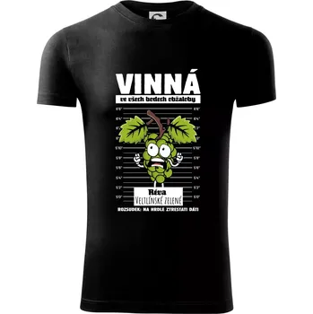 Pánské tričko Vinná réva odsouzena Veltlínské zelené - Viper FIT - Pánské zůžené tričko - L ( Černá )